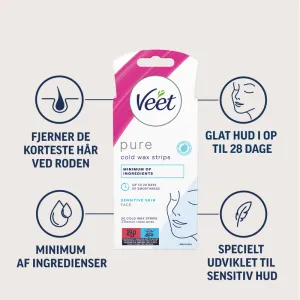 Veet Pure Cold Wax Strips Ansigt Sensitiv hud 20 stk.  2