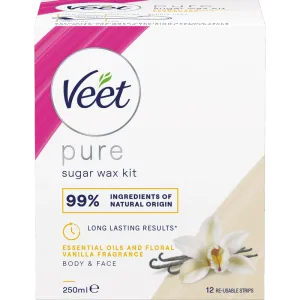Veet Pure Sugar Wax Kit med Vanilje duft Krop & Ansigt 250 ml 0