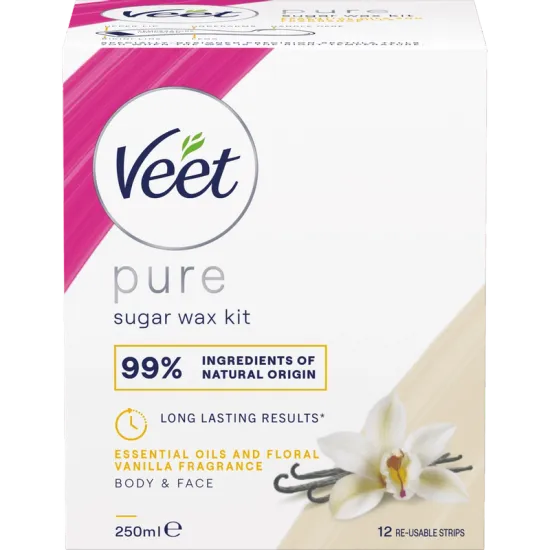 Veet Pure Sugar Wax Kit med Vanilje duft Krop & Ansigt 250 ml 0