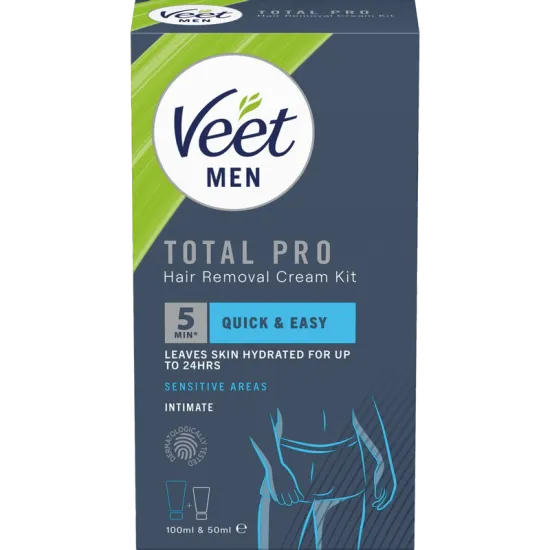 Veet Men Total Pro Hårfjerningssæt for Mænd til Intimområdet 150 ml 0