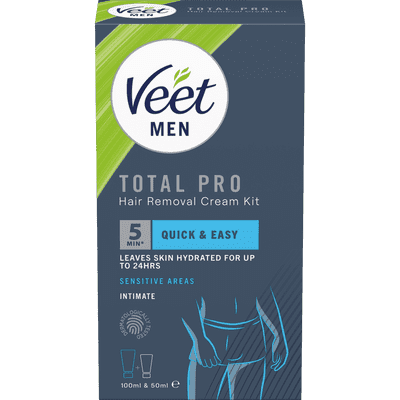 Veet Men Total Pro Hårfjerningssæt for Mænd til Intimområdet 150 ml