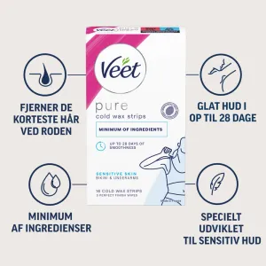 Veet Pure Cold Wax Strips Bikini & Armhule Sensitiv hud 16 stk. 2
