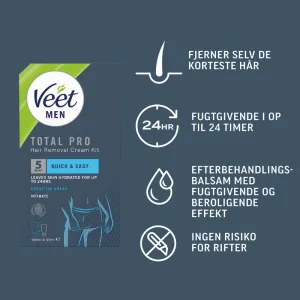 Veet Men Total Pro Hårfjerningssæt for Mænd til Intimområdet 150 ml 2