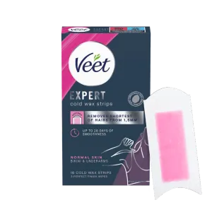 Veet Expert Cold Wax Strips Bikini & Armhule Normal hud 16 stk 0