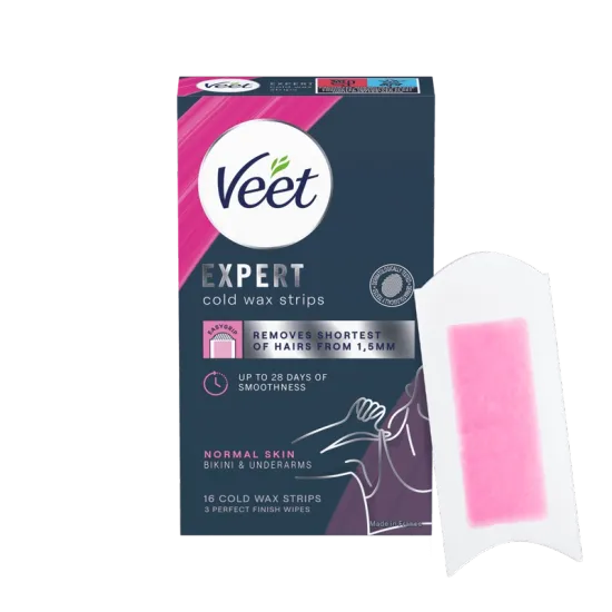 Veet Expert Cold Wax Strips Bikini & Armhule Normal hud 16 stk 0