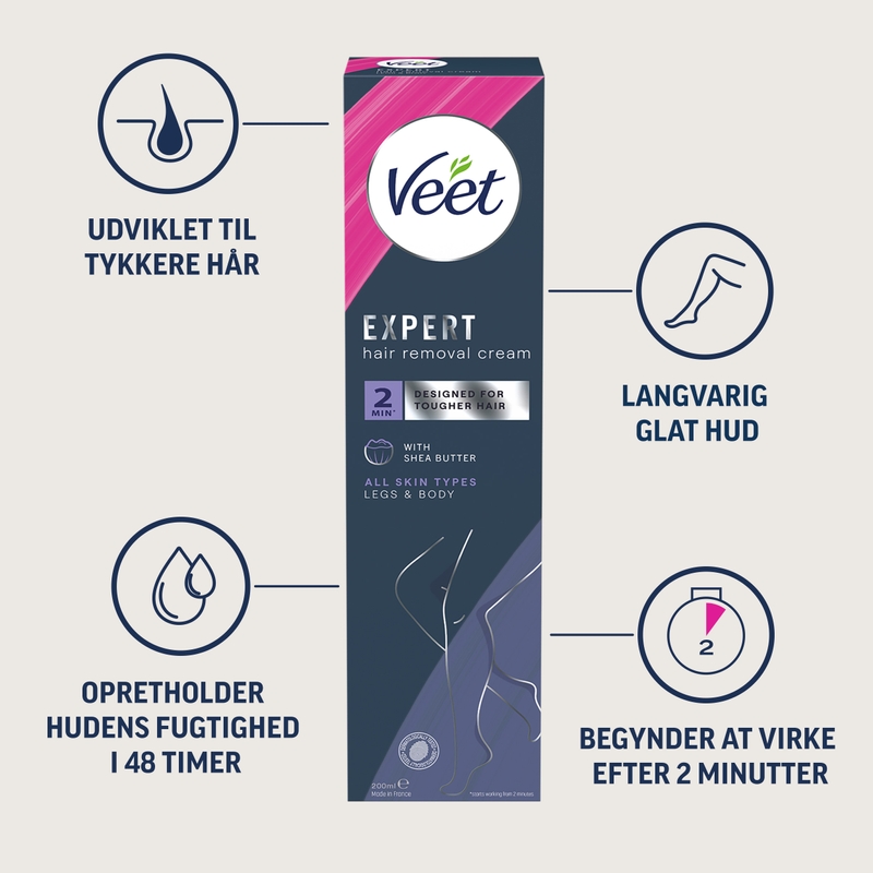 Veet Expert Hårfjerningscreme Ben & Krop Alle hudtyper 200 ml 2
