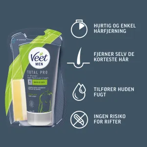 Veet Men Total Pro Hårfjerningscreme for Mænd til Badet Ben & Krop 150 ml 2