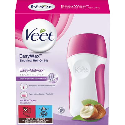 Veet EasyWax Electrical Roll-On Kit Easy-Gelwax Technology Shea Butter
