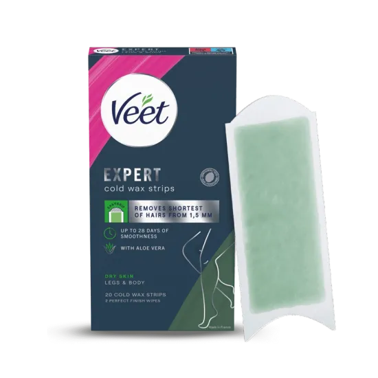 Veet Expert Cold Wax Strips Ben & Krop Tør hud 20 stk 0