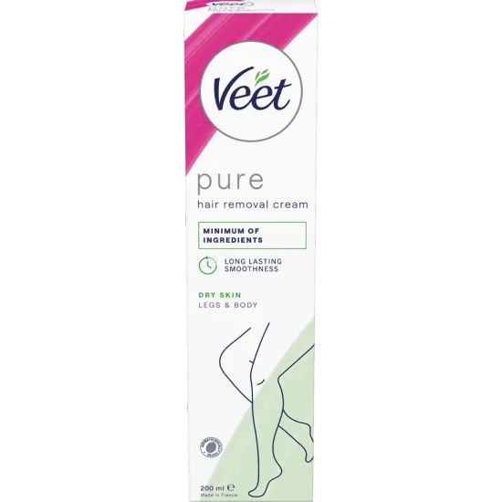 Veet Pure Hårfjerningscreme Krop & Ben Tør hud 200 ml 0