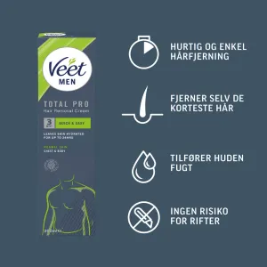 Veet Men Total Pro Hårfjerningscreme for Mænd Normal hud 200 ml 2
