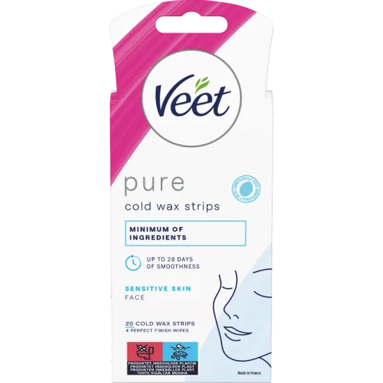 Veet Pure Cold Wax Strips Ansigt Sensitiv hud 20 stk. 0