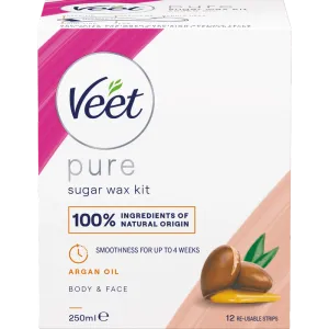 Veet Pure Sugar Wax Kit med Argan Olie Krop & Ansigt 250 ml 0